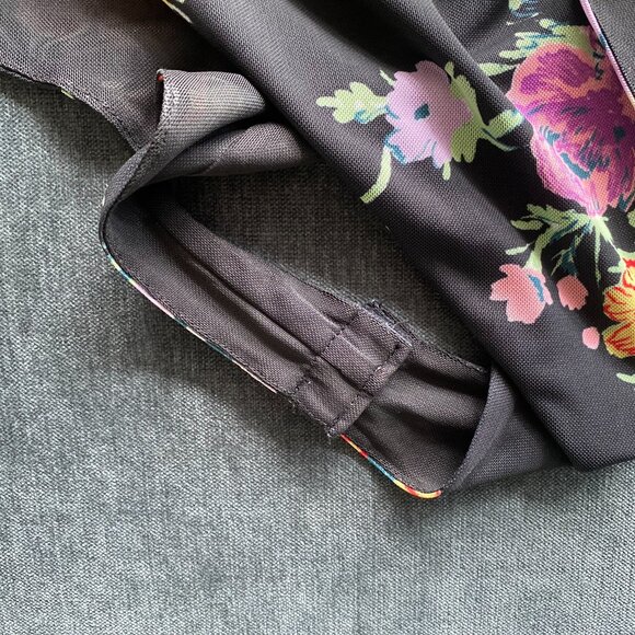 WAYF x Anthropologie Scoop Back Long Sleeve Bodysuit, Black Floral, Size M - Picture 6 of 7